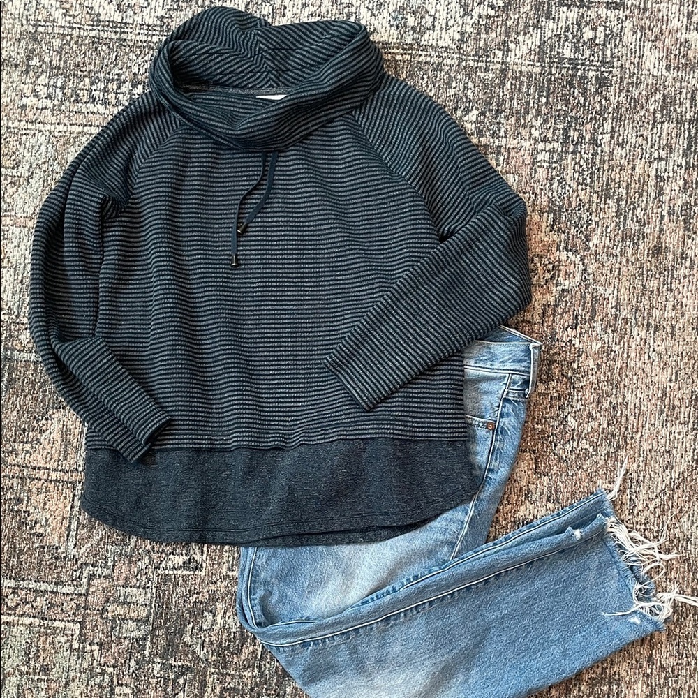 J. Jill Striped Cowl Neck Pullover Sweatshirt Petite Small